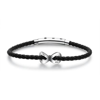 Personalized Stainless Steel Couple Engrave 2 Name Infinity Bracelet Fashion Jewelry For Women - Personalized Jewel