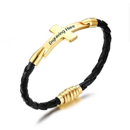 Personalized Stainless Steel Cross Bracelet for Women with Engraved Name, Gift Bracelet & Bangles for Love - Personalized Jewel