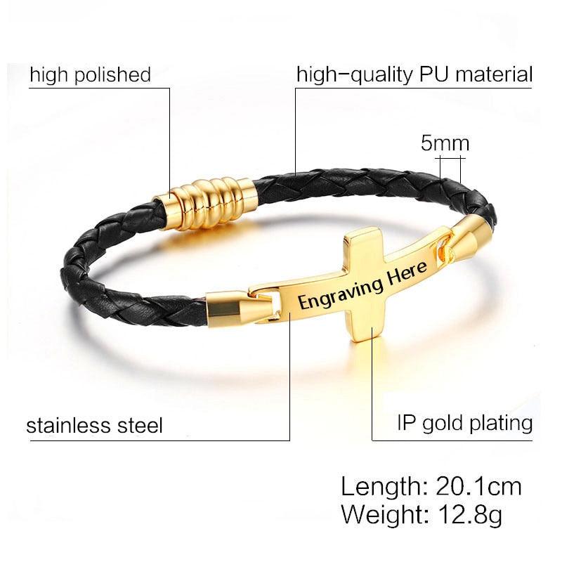 Personalized Stainless Steel Cross Bracelet for Women with Engraved Name, Gift Bracelet & Bangles for Love - Personalized Jewel