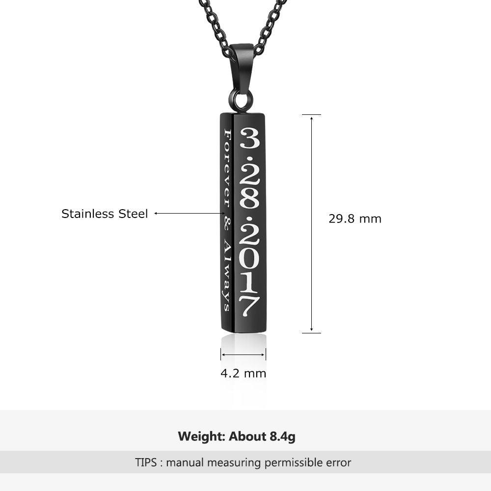 Personalized Stainless Steel Engrave 4 Names Pendant Necklace, Black Color Strip, Trendy Gift - Personalized Jewel