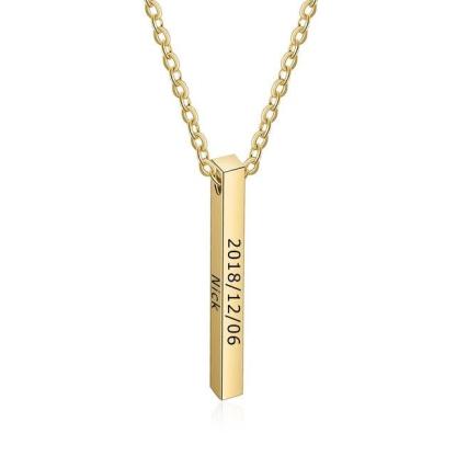 Personalized Stainless Steel Engraved Name Strip Pendant Necklaces, 3 Color Options, Fashion Gift For Women - Personalized Jewel