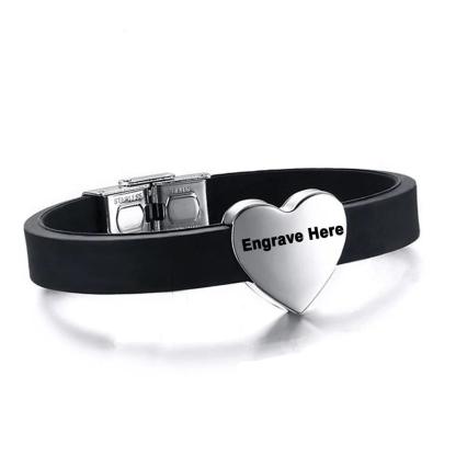 Personalized Stainless Steel Heart Shape Bracelets with Custom Name Engraving, Fashion Jewelry Bangles for Men - Personalized Jewel