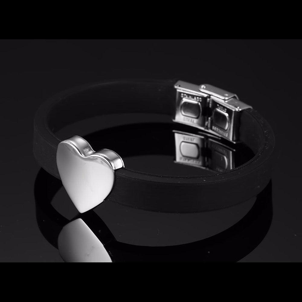 Personalized Stainless Steel Heart Shape Bracelets with Custom Name Engraving, Fashion Jewelry Bangles for Men - Personalized Jewel