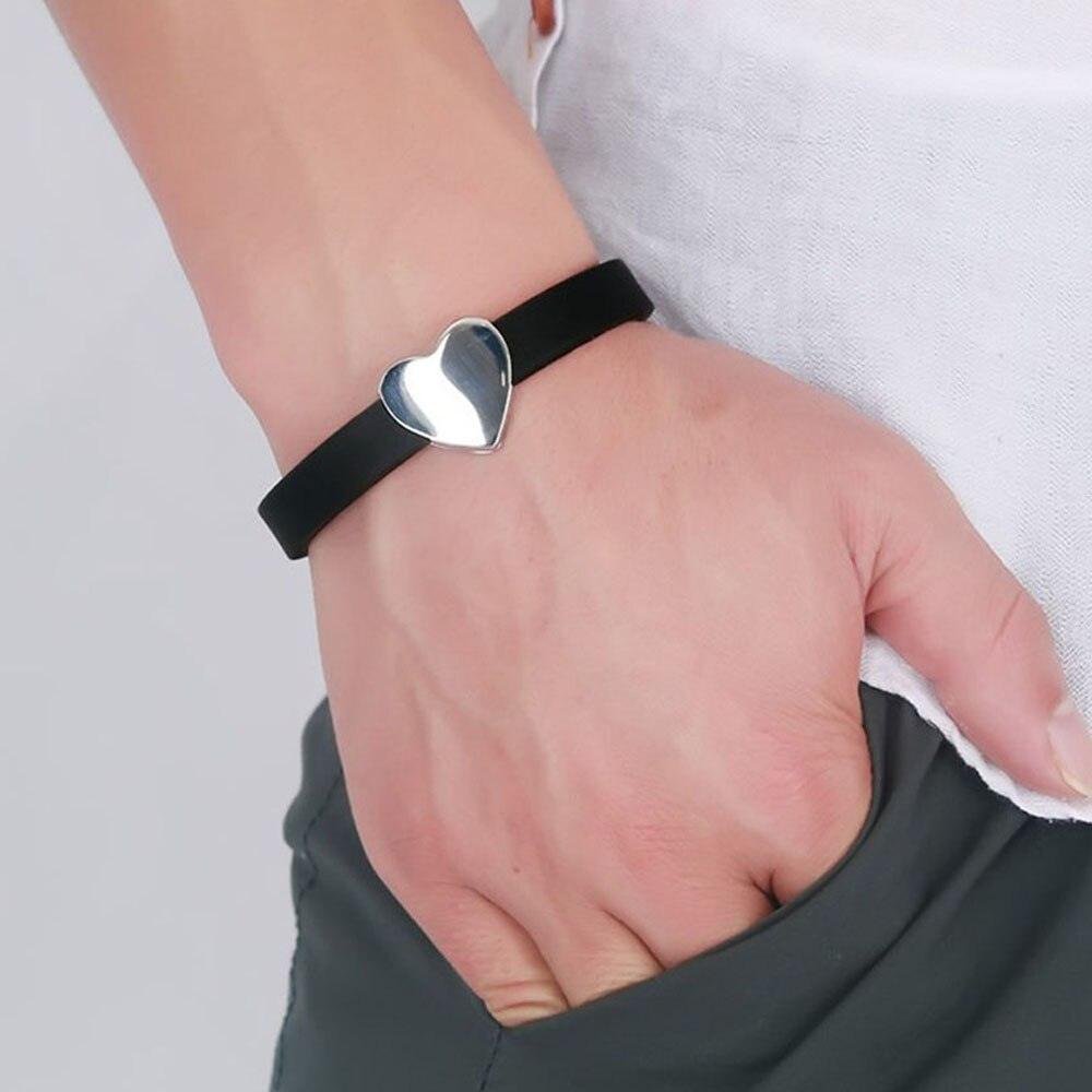 Personalized Stainless Steel Heart Shape Bracelets with Custom Name Engraving, Fashion Jewelry Bangles for Men - Personalized Jewel