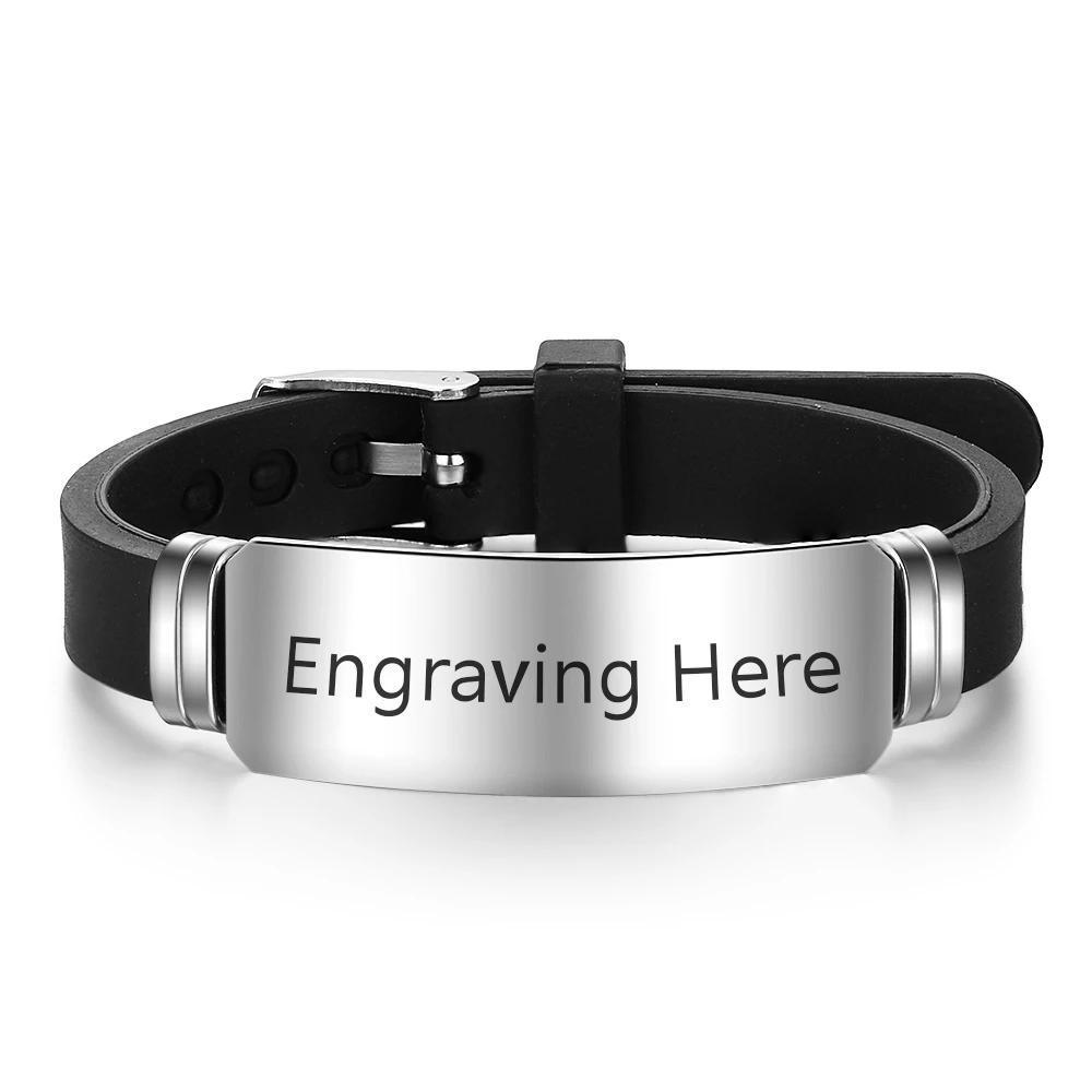 Personalized Stainless Steel ID Bracelets for Men with Custom Name Engraved, Jewelry Bangles for Men & Women - Personalized Jewel