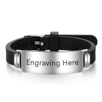 Personalized Stainless Steel ID Bracelets for Men with Custom Name Engraved, Jewelry Bangles for Men & Women - Personalized Jewel