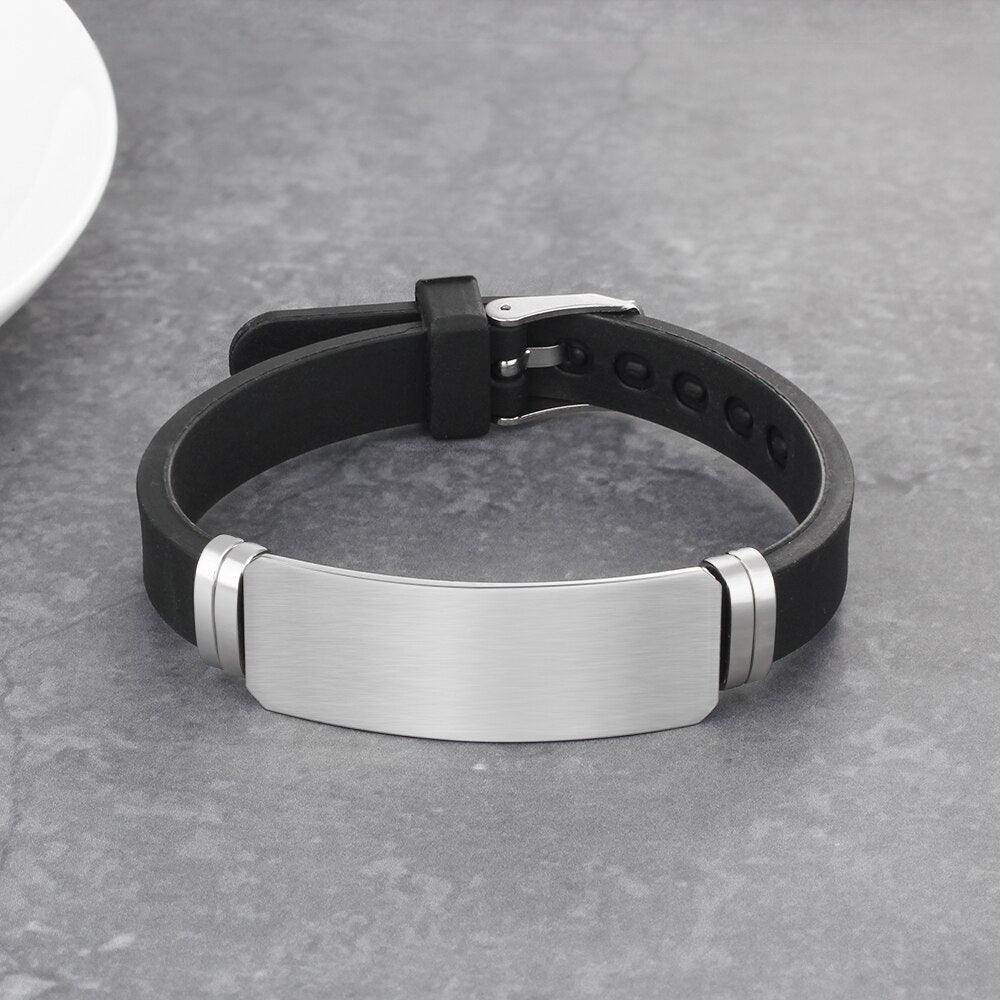 Personalized Stainless Steel ID Bracelets for Men with Custom Name Engraved, Jewelry Bangles for Men & Women - Personalized Jewel