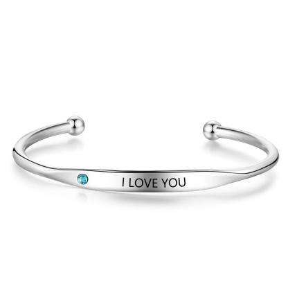 Personalized Stainless-Steel ID bracelets with Name Engrave & Custom Birthstone, Jewelry Bangles for Women - Personalized Jewel