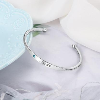 Personalized Stainless-Steel ID bracelets with Name Engrave & Custom Birthstone, Jewelry Bangles for Women - Personalized Jewel