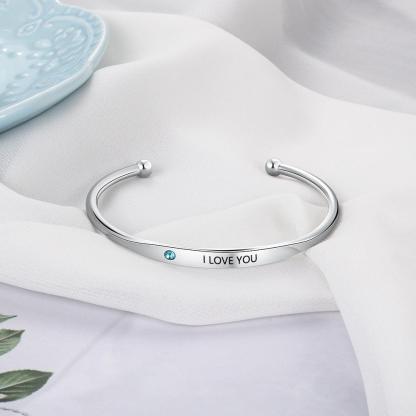 Personalized Stainless-Steel ID bracelets with Name Engrave & Custom Birthstone, Jewelry Bangles for Women - Personalized Jewel