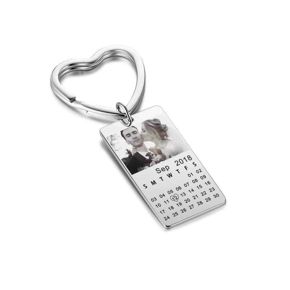 Personalized Stainless Steel Key Chains for Lovers with Custom Photo & Date – Best Fashion Anniversary Jewelry Gift  - Personalized Jewel