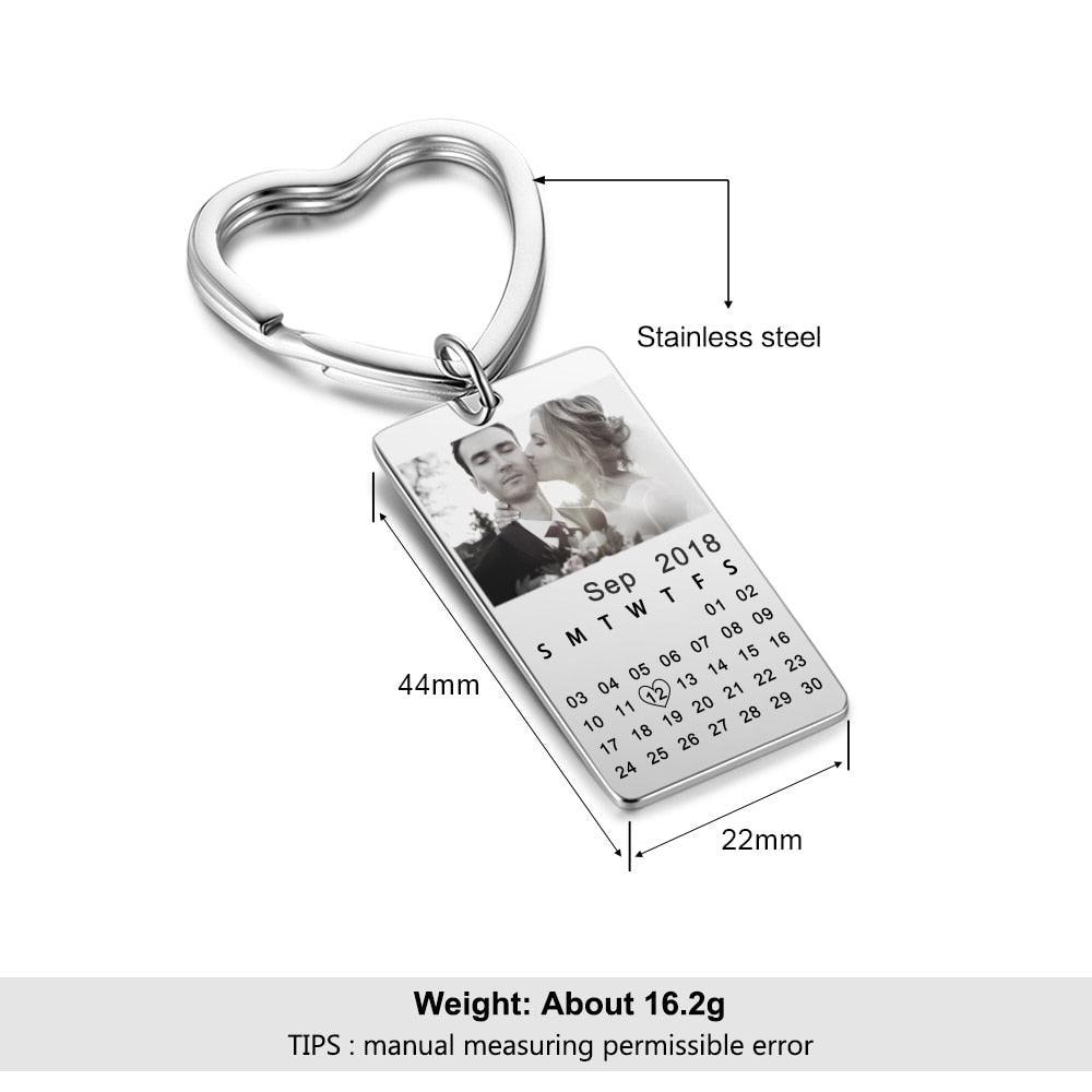 Personalized Stainless Steel Key Chains for Lovers with Custom Photo & Date – Best Fashion Anniversary Jewelry Gift  - Personalized Jewel