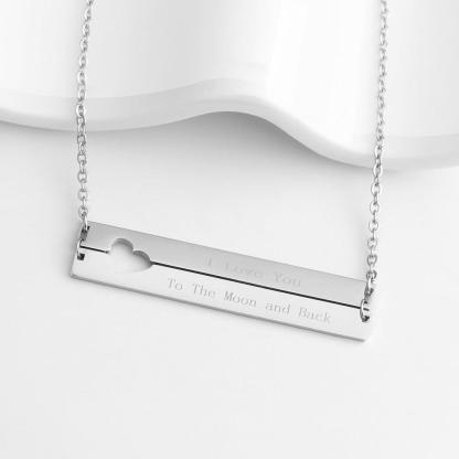 Personalized Stainless Steel Name Bar with Heart Pendant Necklace, Customized Gift for Women - Personalized Jewel