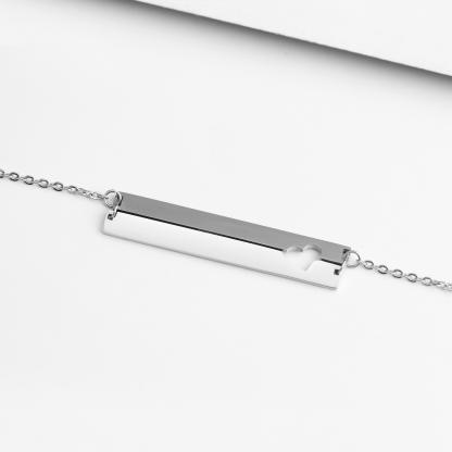 Personalized Stainless Steel Name Bar with Heart Pendant Necklace, Customized Gift for Women - Personalized Jewel