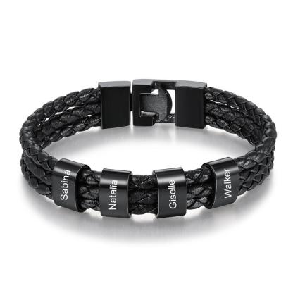 Personalized Stainless Steel Name Bracelet - 4 Custom Names - Personalized Jewel
