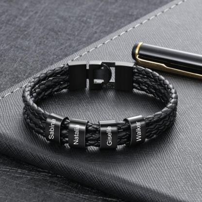 Personalized Stainless Steel Name Bracelet - 4 Custom Names - Personalized Jewel
