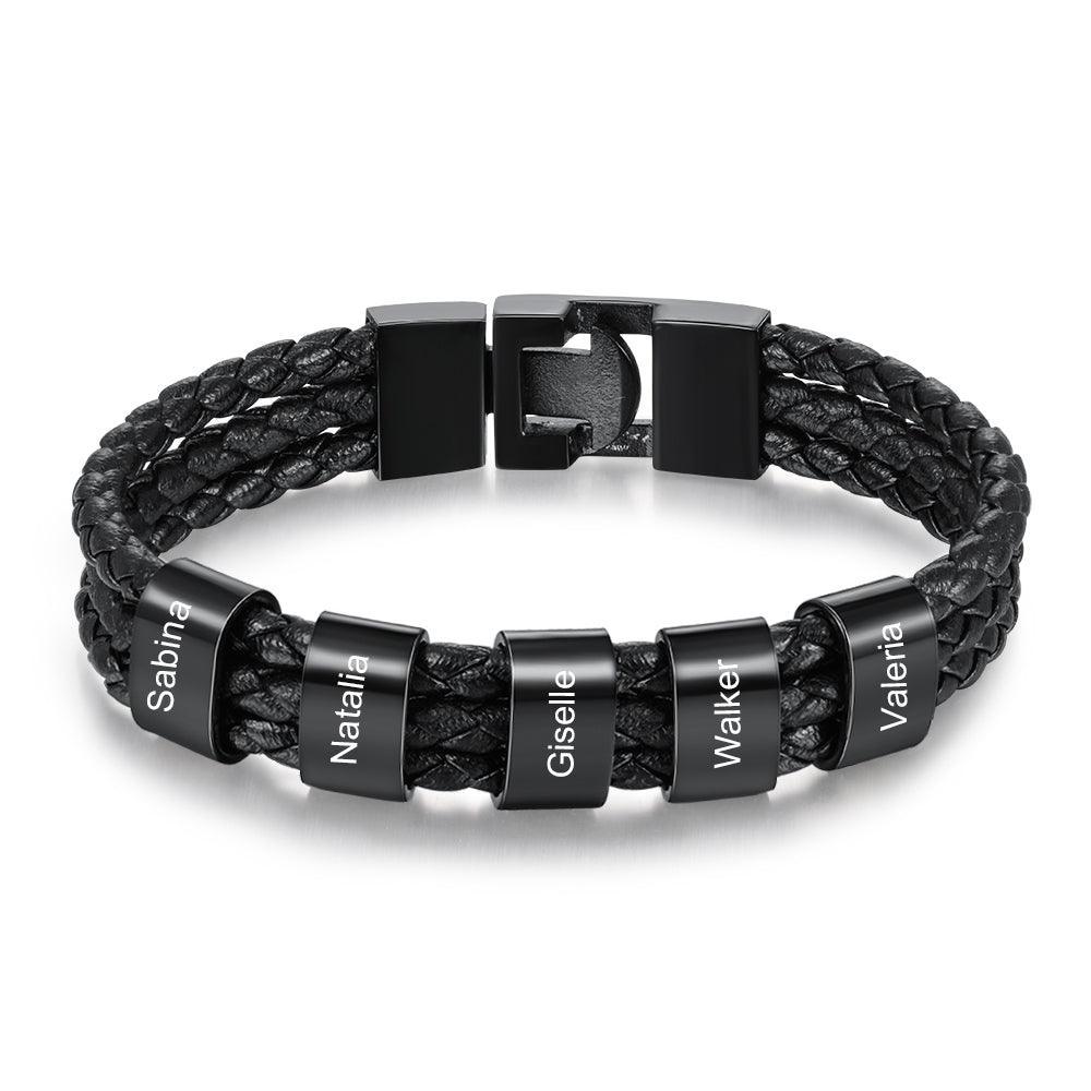 Personalized Stainless Steel Name Bracelet - 5 Custom Names - Personalized Jewel