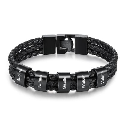 Personalized Stainless Steel Name Bracelet - 5 Custom Names - Personalized Jewel