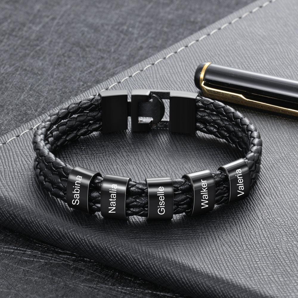 Personalized Stainless Steel Name Bracelet - 5 Custom Names - Personalized Jewel
