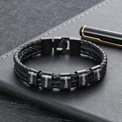 Personalized Stainless Steel Name Bracelet - 5 Custom Names - Personalized Jewel