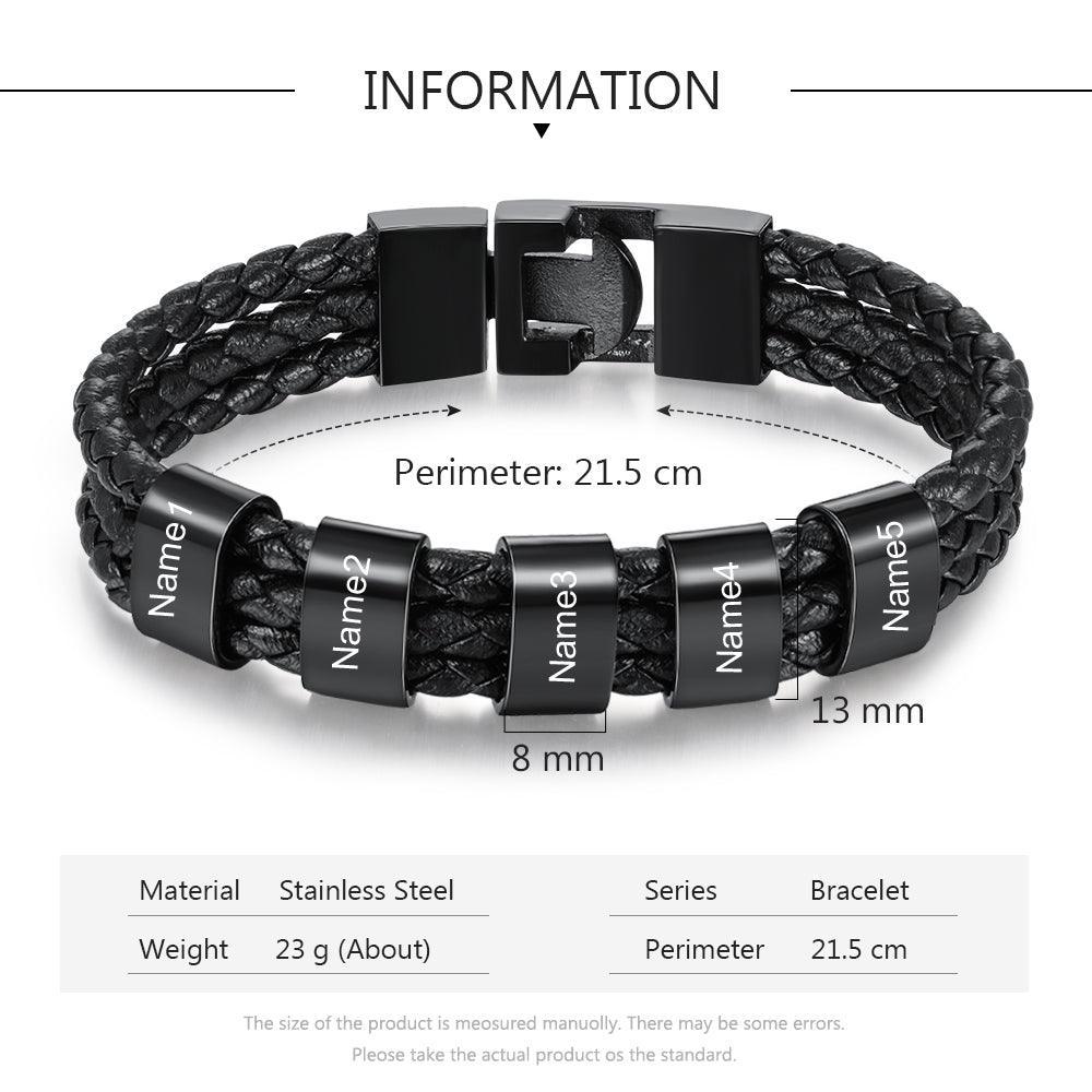 Personalized Stainless Steel Name Bracelet - 5 Custom Names - Personalized Jewel