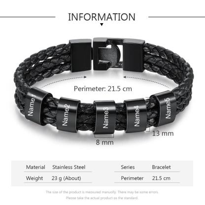 Personalized Stainless Steel Name Bracelet - 5 Custom Names - Personalized Jewel