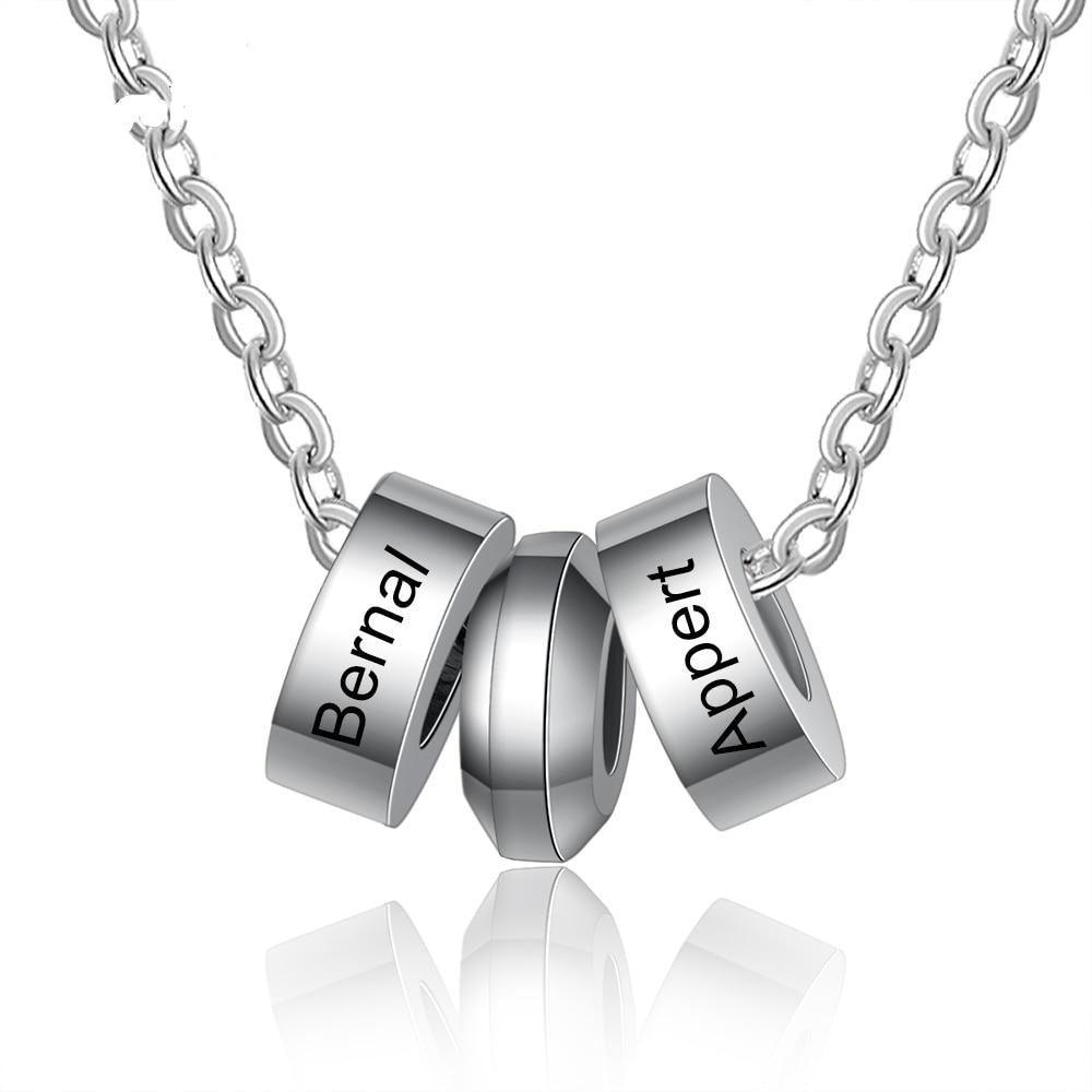 Personalized Stainless Steel Name Engraved Beads Pendant Necklace for Boyfriend / Father - Personalized Jewel