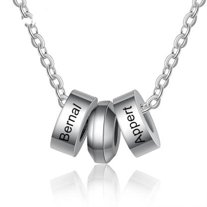 Personalized Stainless Steel Name Engraved Beads Pendant Necklace for Boyfriend / Father - Personalized Jewel