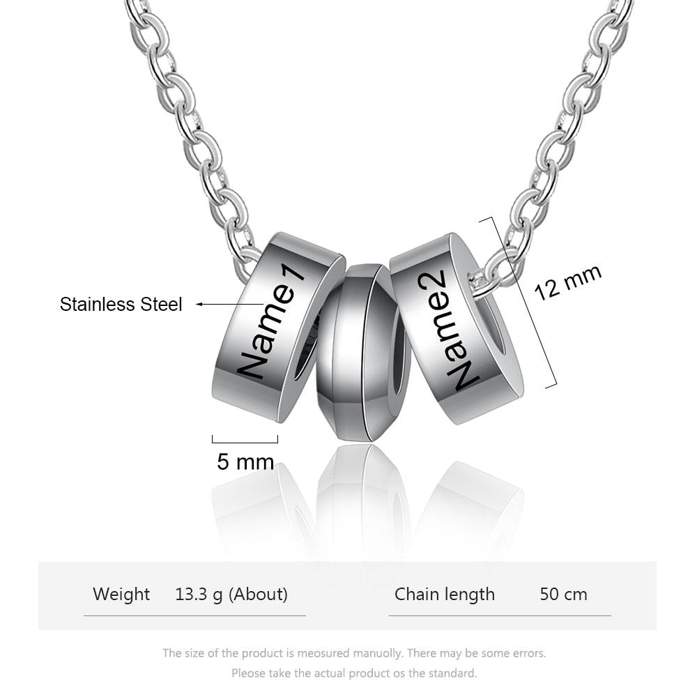 Personalized Stainless Steel Name Engraved Beads Pendant Necklace for Boyfriend / Father - Personalized Jewel
