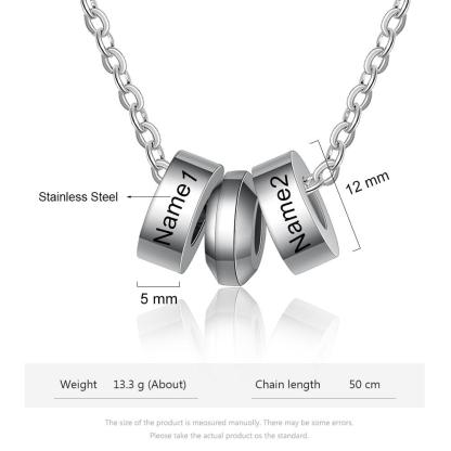 Personalized Stainless Steel Name Engraved Beads Pendant Necklace for Boyfriend / Father - Personalized Jewel