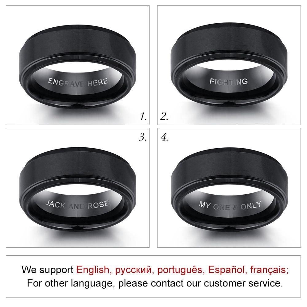 Personalized Stainless Steel Name Engraved Ring, Fashion Jewelry Gift for Men - Personalized Jewel