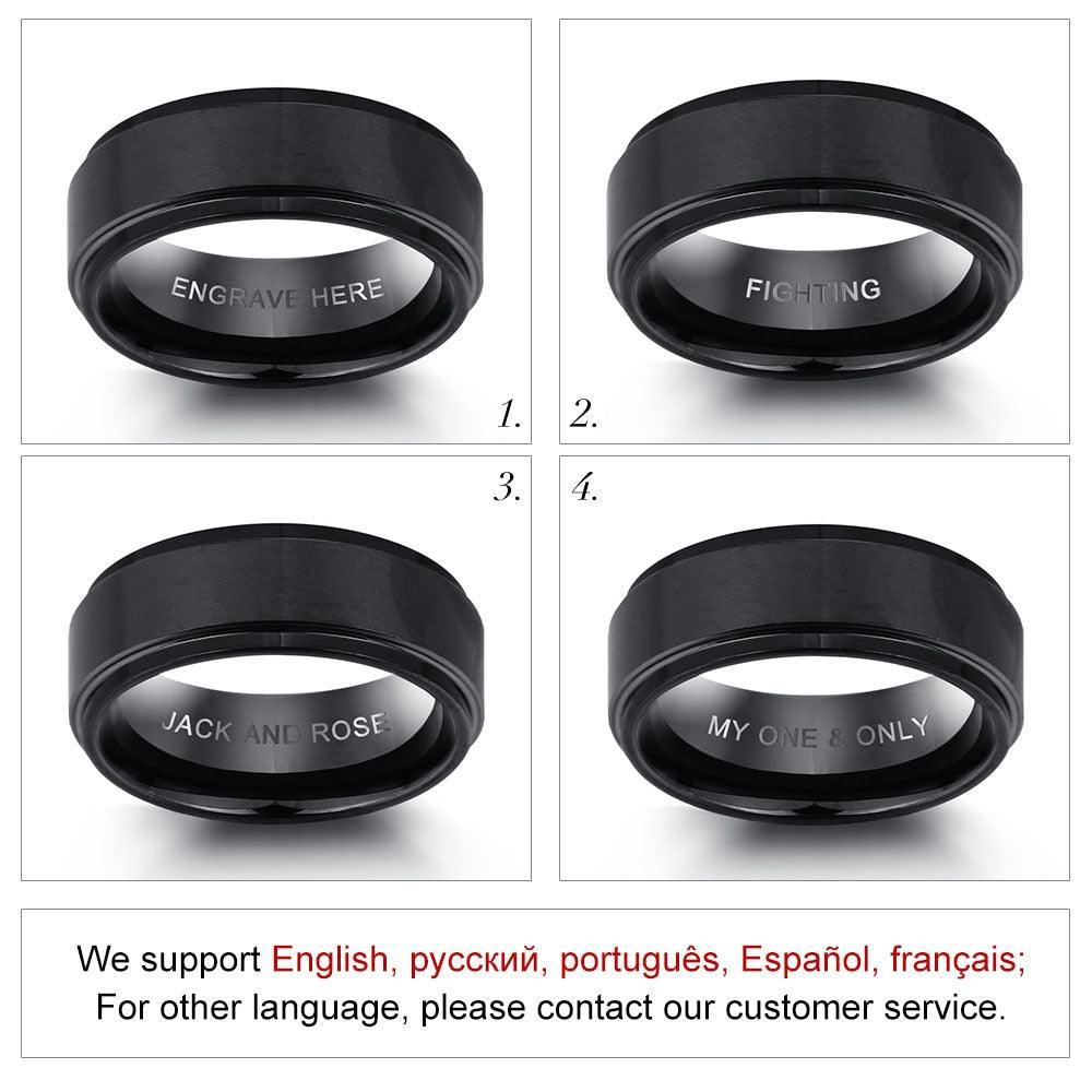 Personalized Stainless Steel Name Engraved Ring, Fashion Jewelry Gift for Men - Personalized Jewel