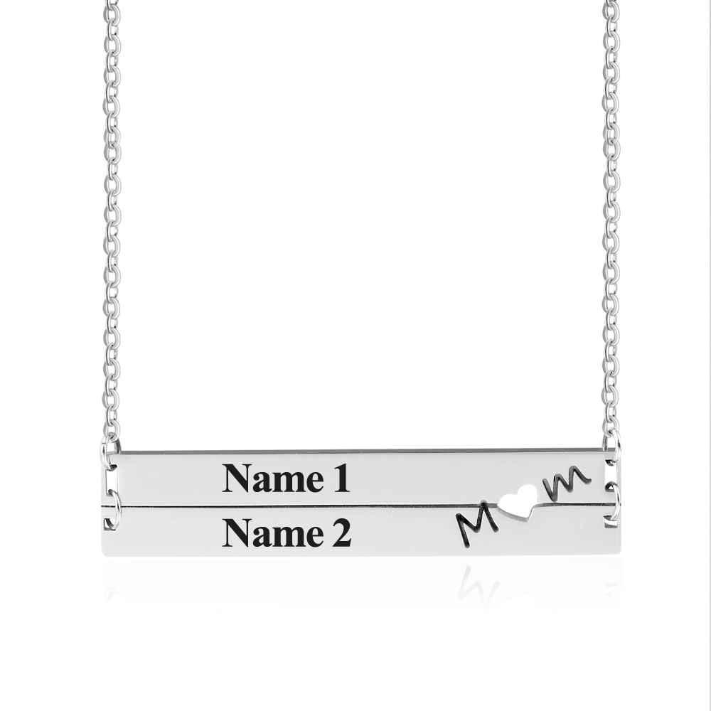 Personalized Stainless Steel Nameplate Bar Engraved Pendant Necklace, Fashion Jewelry Gift for Women - Personalized Jewel