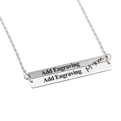 Personalized Stainless Steel Nameplate Bar Engraved Pendant Necklace, Fashion Jewelry Gift for Women - Personalized Jewel