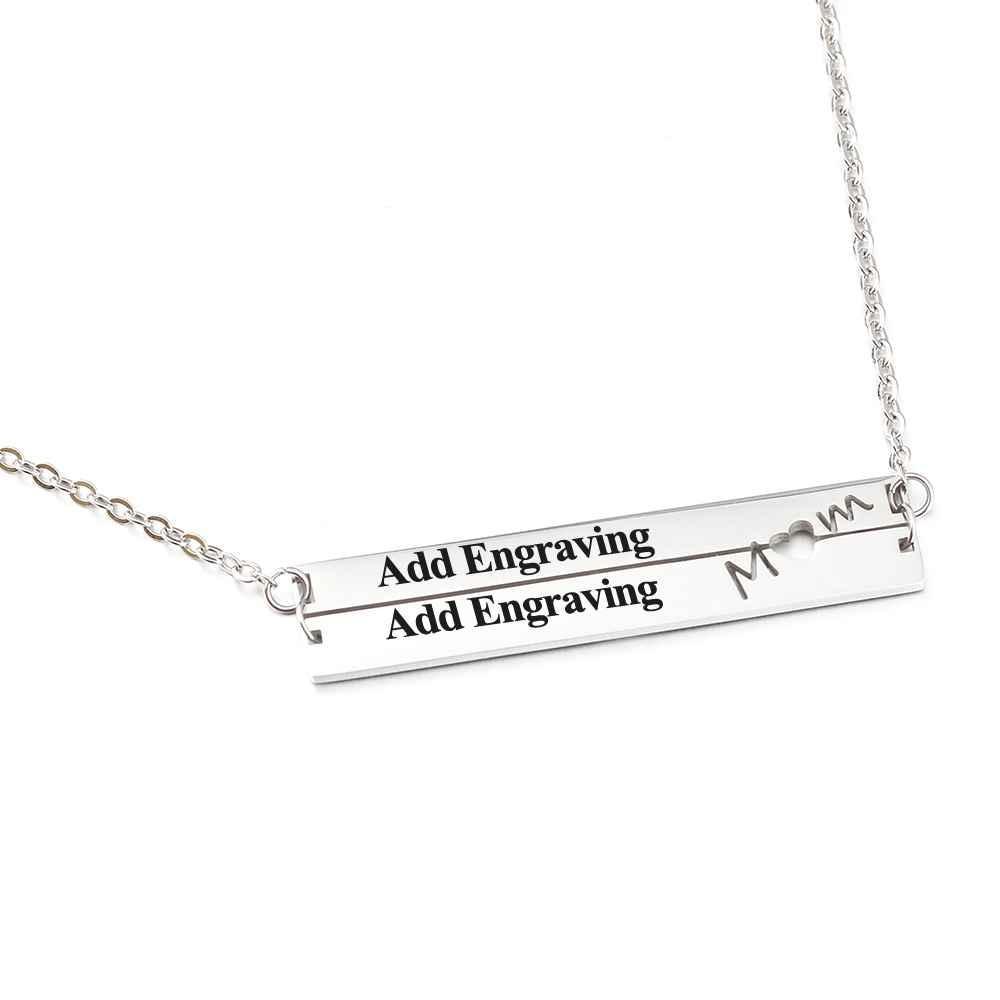 Personalized Stainless Steel Nameplate Bar Engraved Pendant Necklace, Fashion Jewelry Gift for Women - Personalized Jewel