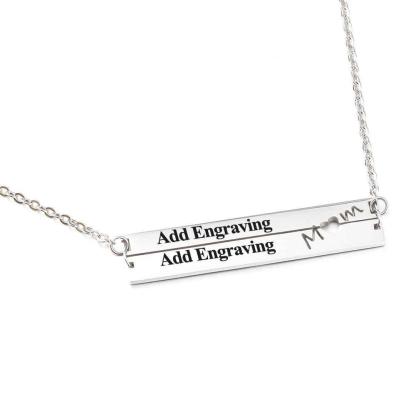 Personalized Stainless Steel Nameplate Bar Engraved Pendant Necklace, Fashion Jewelry Gift for Women - Personalized Jewel