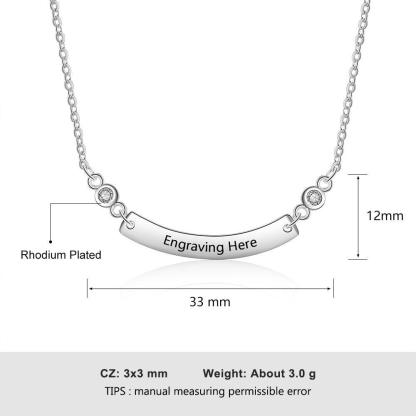 Personalized Stainless Steel Necklace With Customized Engrave Curved Name Bar Pendant, Trendy Gift For Girls - Personalized Jewel