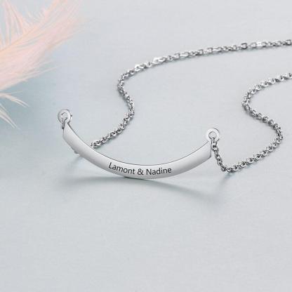 Personalized Stainless Steel Necklace with Semi-Arc Shape Engrave Name Pendant, Trendy Women’s Jewelry Gift - Personalized Jewel