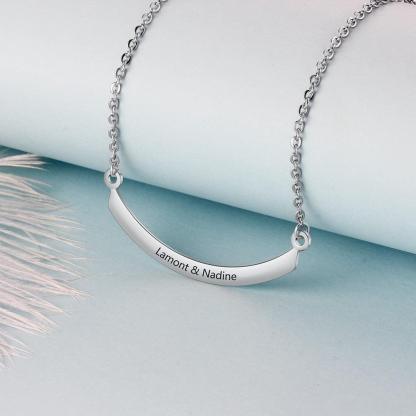 Personalized Stainless Steel Necklace with Semi-Arc Shape Engrave Name Pendant, Trendy Women’s Jewelry Gift - Personalized Jewel