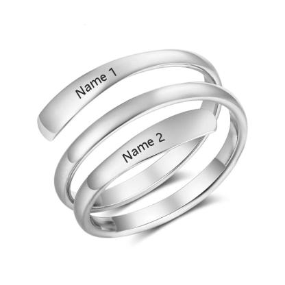 Personalized Stainless Steel Ring - Engrave Two Custom Name - Two Custom Color Adjustable Rings - Gift for Lovers - Personalized Jewel