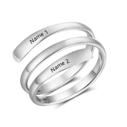 Personalized Stainless Steel Ring - Engrave Two Custom Name - Two Custom Color Adjustable Rings - Gift for Lovers - Personalized Jewel