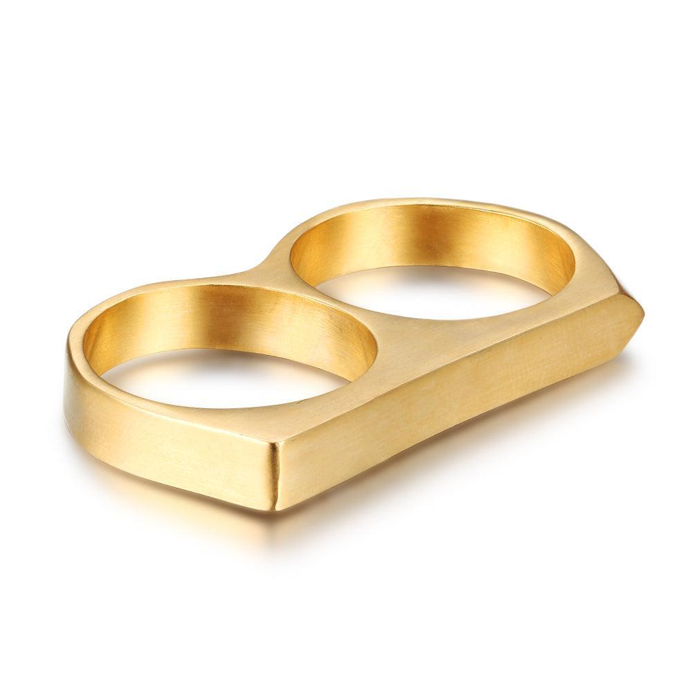 Personalized Stainless Steel Ring Fashion Design Two-finger Double Men's Party Ring Male Jewelry - Personalized Jewel