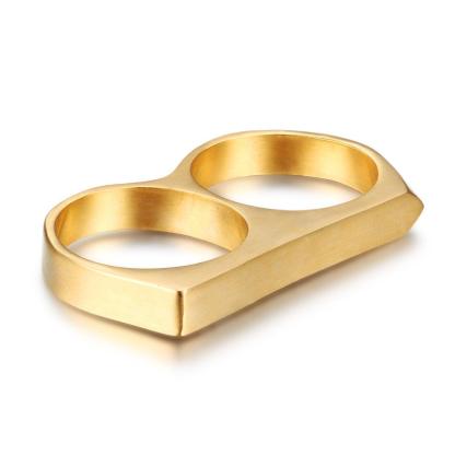 Personalized Stainless Steel Ring Fashion Design Two-finger Double Men's Party Ring Male Jewelry - Personalized Jewel