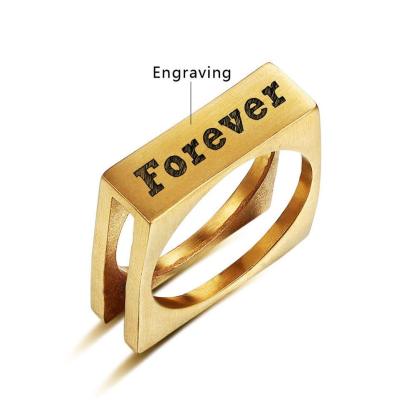 Personalized Stainless Steel Ring - Forever Engraved Jewelry - Square Shape Designed Ring - Customized Gifts - Personalized Jewel