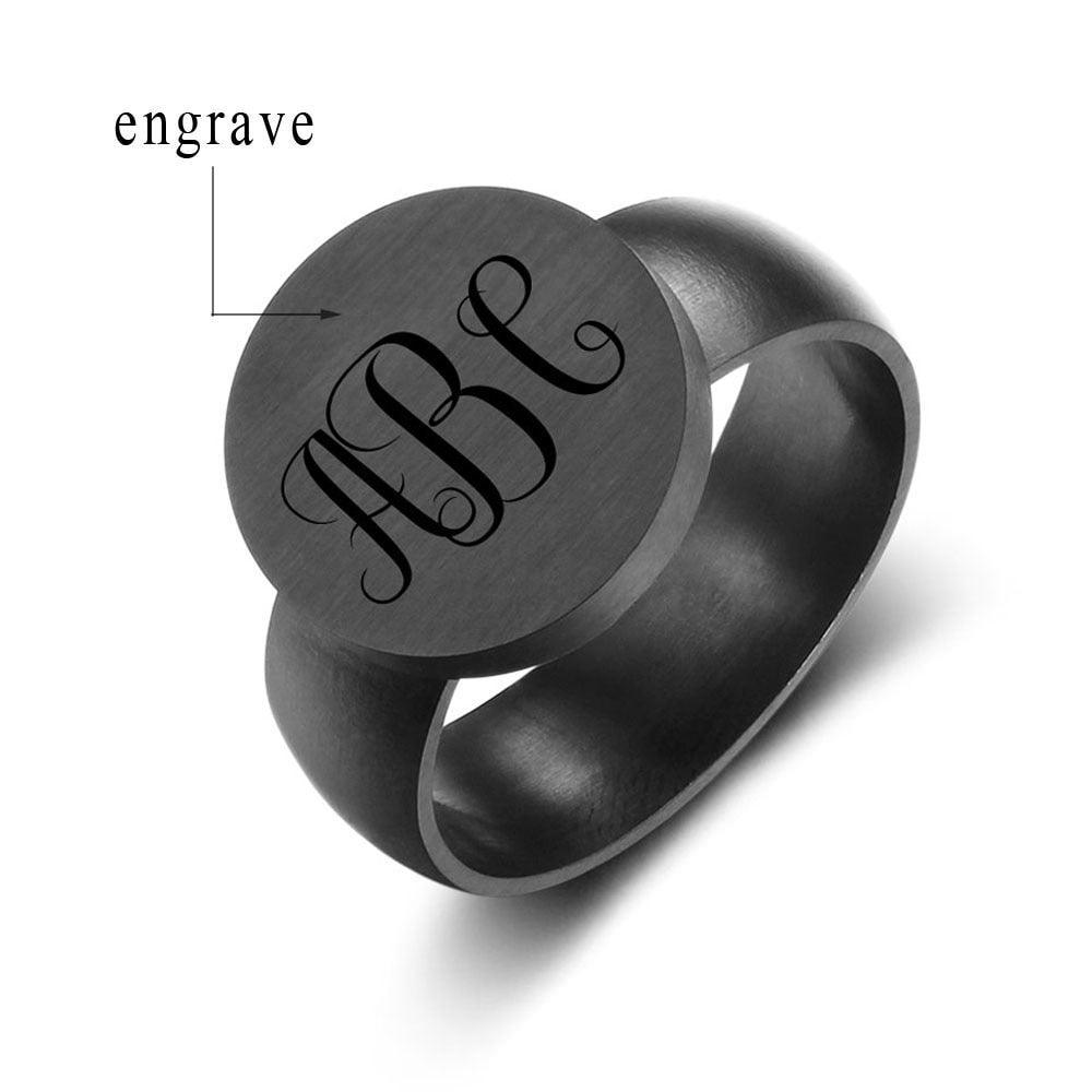 Personalized Stainless Steel Ring - One Custom Name - Circled Monogram Initials - Fashion Jewelry - Personalized Jewel