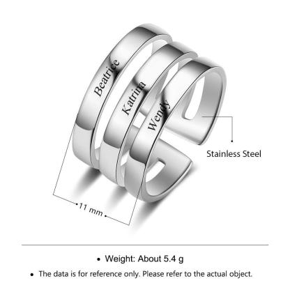 Personalized Stainless Steel Stackable Ring - Engrave Three Custom Name - Customized Family Gift - Personalized Jewel