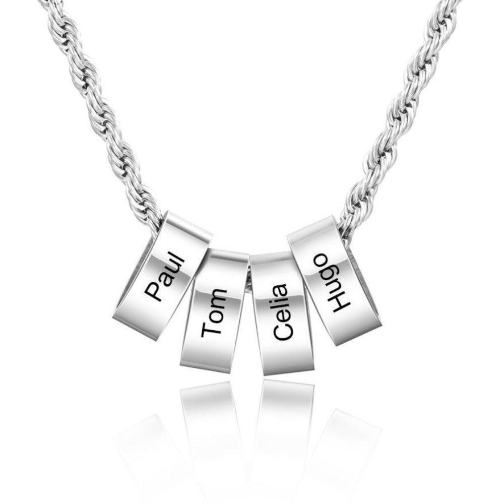 Personalized Stainless Steel Twisted Chain for men- 2-5 Custom Name Engraving Beads with the Chain for Dad - Father's Day Gift - Personalized Jewel