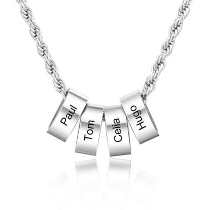 Personalized Stainless Steel Twisted Chain for men- 2-5 Custom Name Engraving Beads with the Chain for Dad - Father's Day Gift - Personalized Jewel