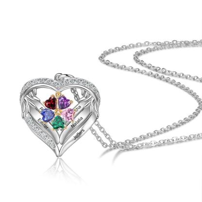 Personalized Sterling Clover Necklace - 5 Custom Names 5 Birthstones - Personalized Jewel