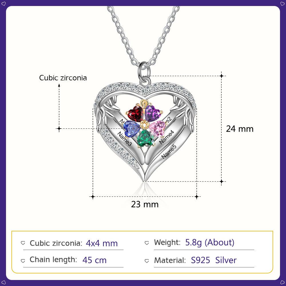 Personalized Sterling Clover Necklace - 5 Custom Names 5 Birthstones - Personalized Jewel